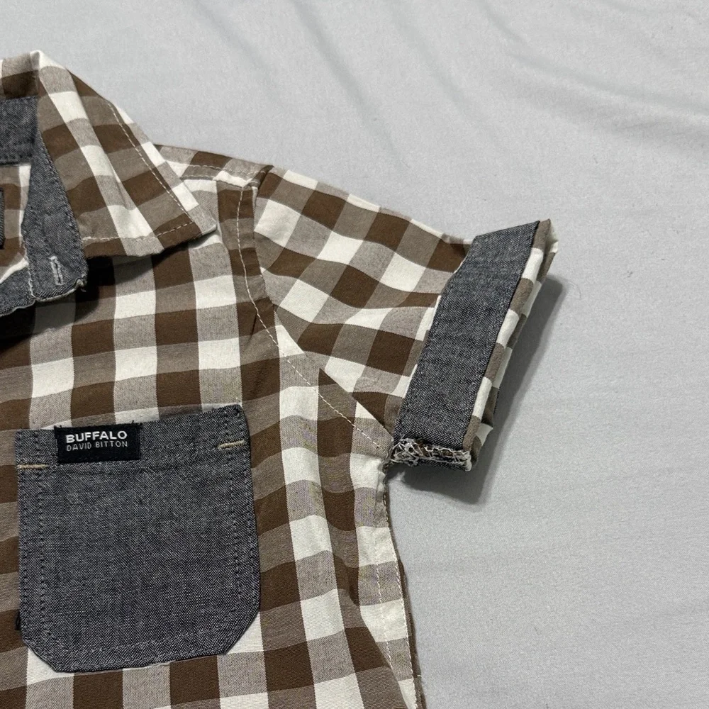 Buffalo David Bitton Kids Brown and White Checkered Shirt - Picture 4 of 7